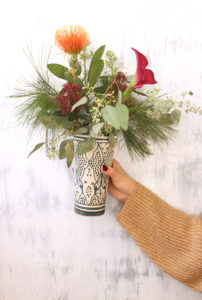 moroccan ceramic vase winter bouquet diy