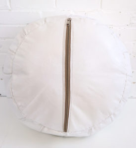 white pouf leather moroccan embroidery handmade