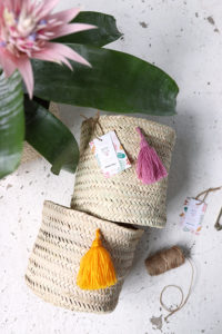 rounds baskets with tassel handmade in Morocco from Baba Souk