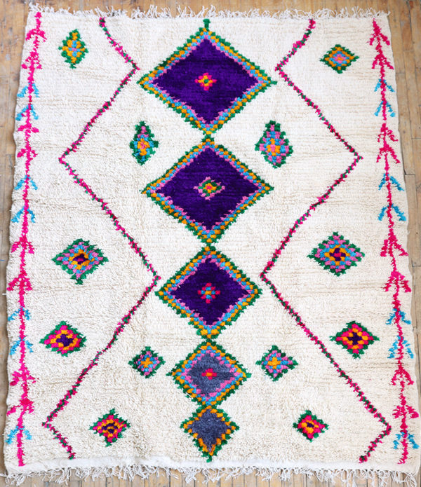 custom moroccan rug, azilal wool custom rug with white background and colorful diamonds