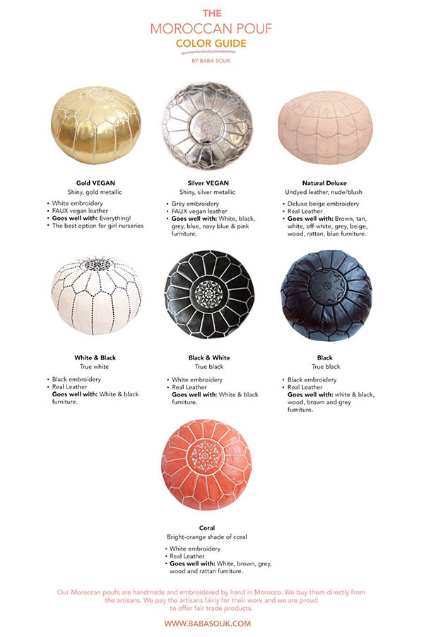 Morrocan Pouf Colors Guidelines Babasouk