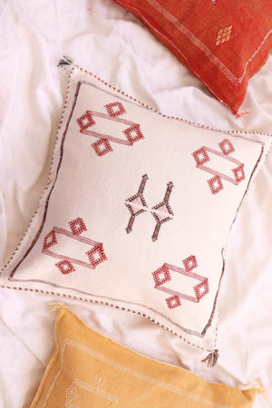 white pillow handmade moroccan pillowcase available at baba souk