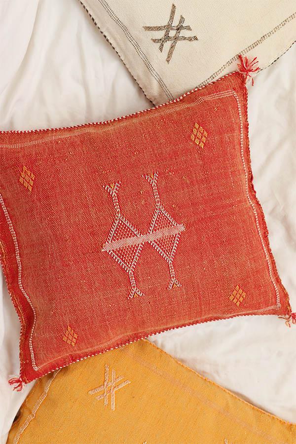 Sabra Pillows Handmade in Morocco Washed Orange available at Baba Souk