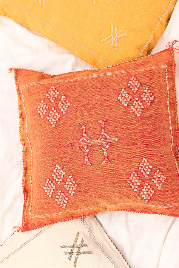 Sabra Pillows Handmade in Morocco Washed Orange available at Baba Souk