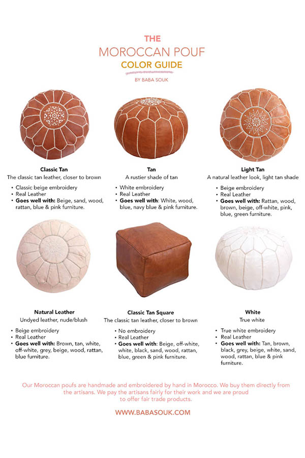 Morrocan Pouf Colors Guidelines Babasouk