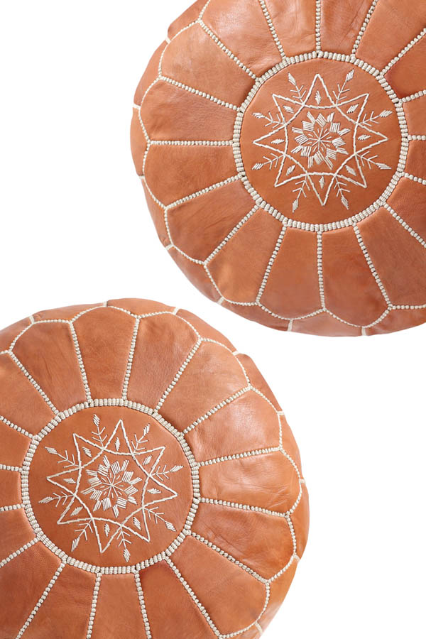 tan leather moroccan pouf ottoman canada