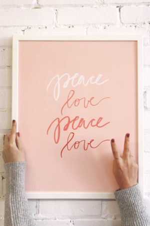 pink poster peace love nursery