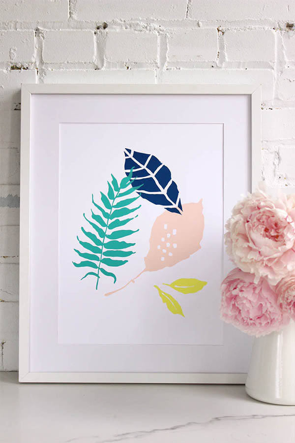 art print tropical leaves screenprint