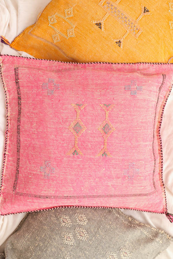 Pink Moroccan Pillow available at Baba Souk