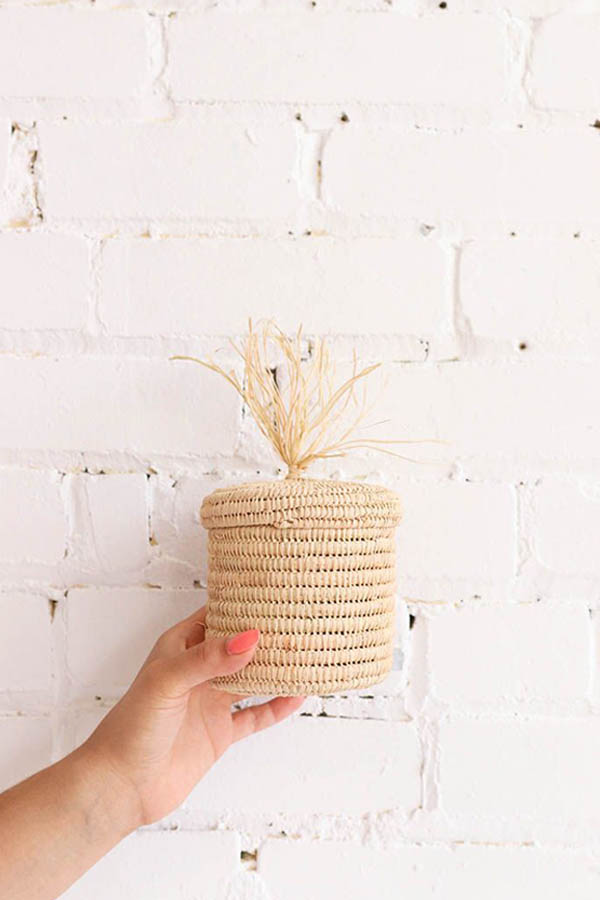 small raffia baskets handmade in Morocco available at Baba Souk
