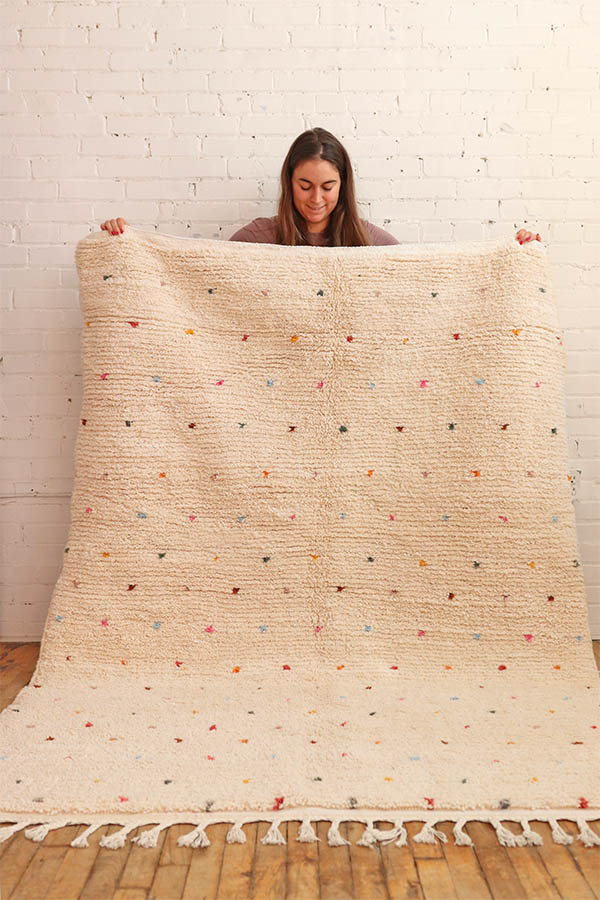 beni ourain rug with colourful dots