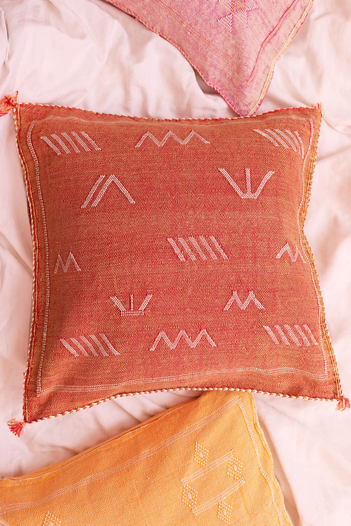 Set of 2 Moroccan Sabra Cactus Silk Pillows Handmade PillowCases