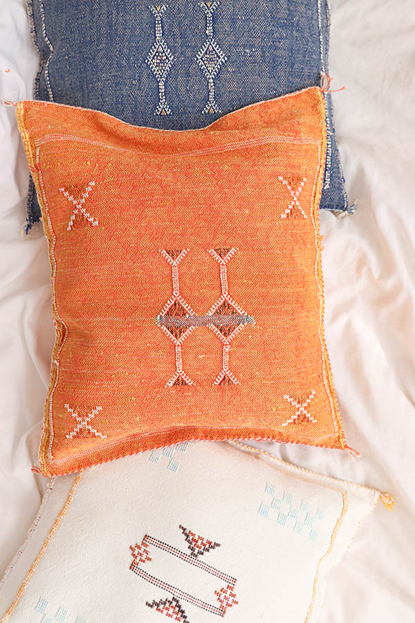 Washed Orange Moroccan Pillow Cover available at Baba Souk