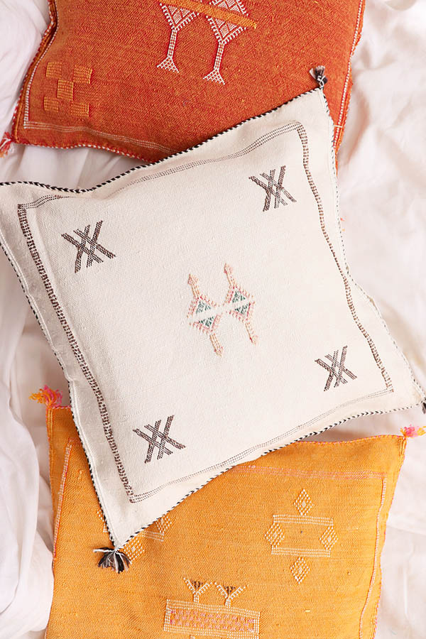 off white cactus silk pillow available at baba souk