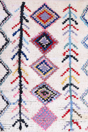 One-of-a-kind Boucherouite Rug available at Baba Souk.