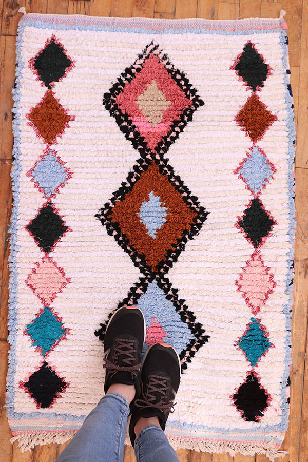 Handcrafted Boucherouite Rug available at Baba Souk.