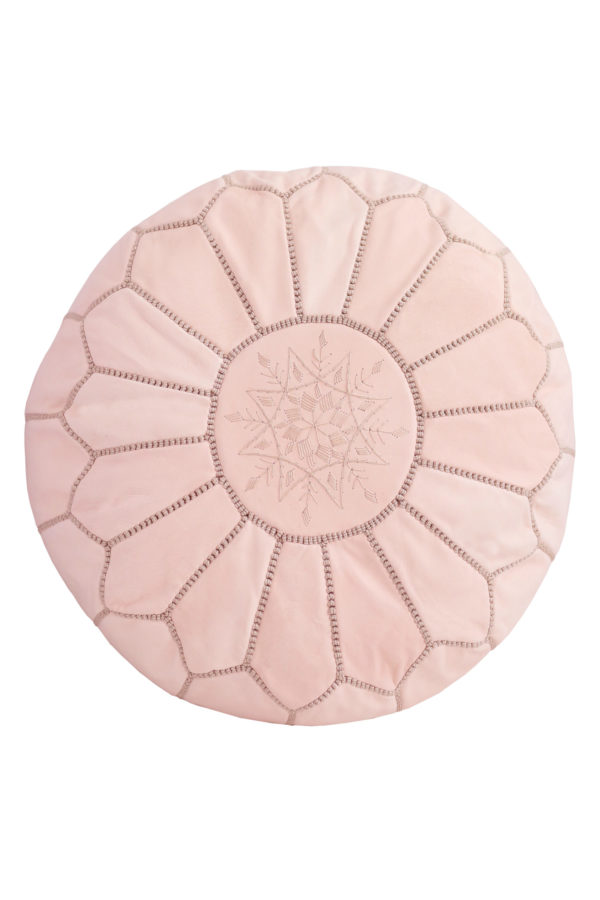 Natural Leather Moroccan Pouf