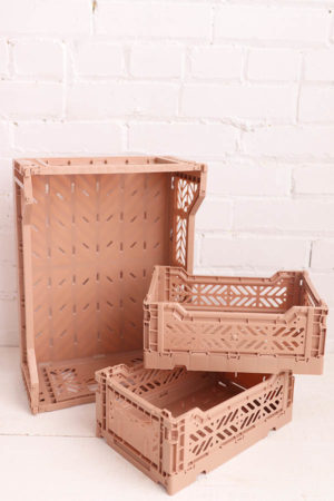 soft brown foldable storage crate available at baba souk