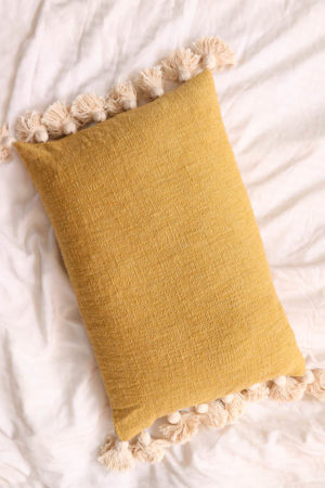 Pillow with tassels yellow
