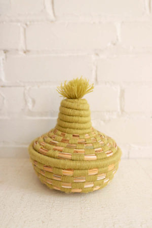 mini basket with sage checkers available at baba souk