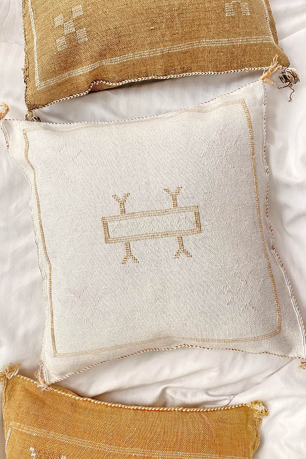 white cactus silk pillow morocco