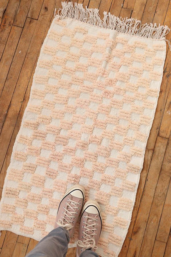 peach Checkers Rug available at baba souk