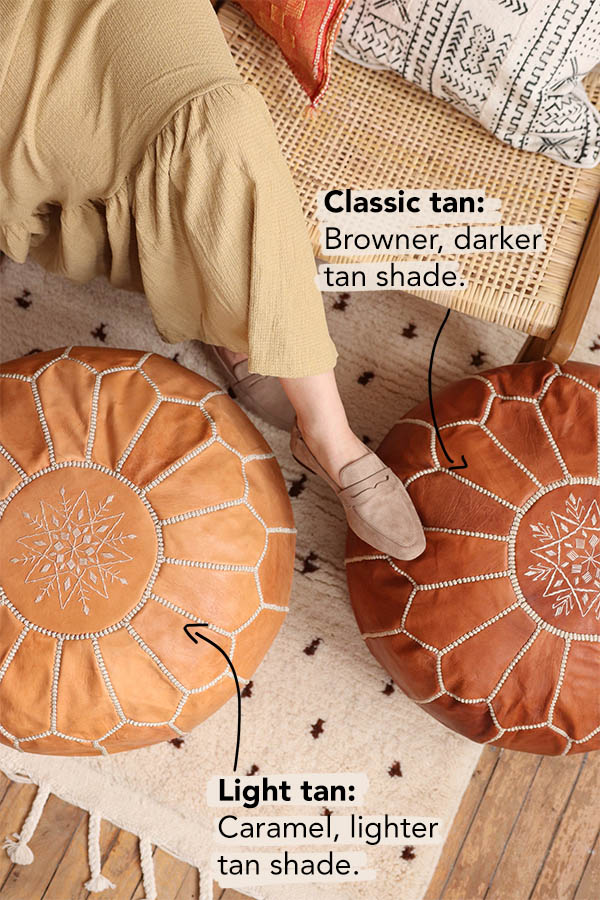 moroccan pouf tan leather shipping form canada