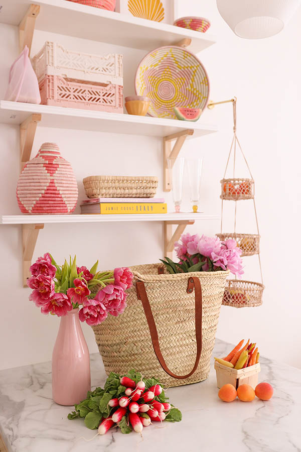 Beach Basket | Moroccan Basket with Leather Handles | Baba Souk