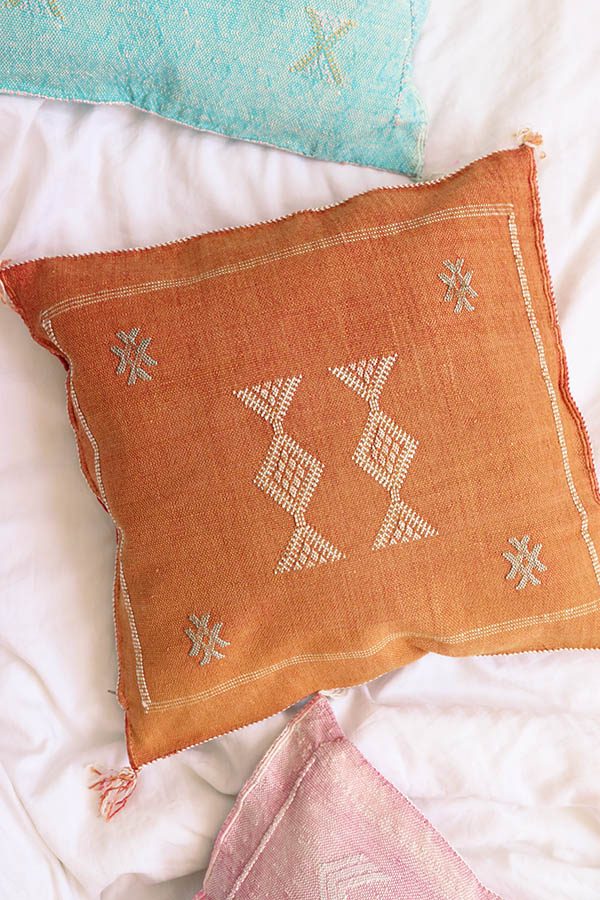 Terracotta Cactus Silk Pillow