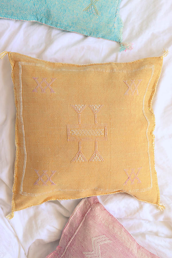 Washed Golden Yellow Cactus Silk Pillow