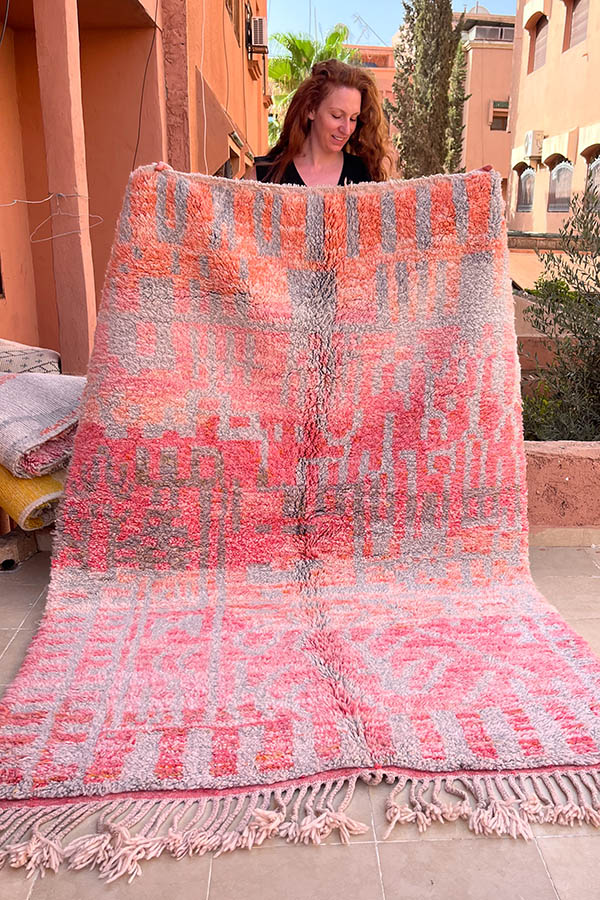 pink wool rug from baba souk