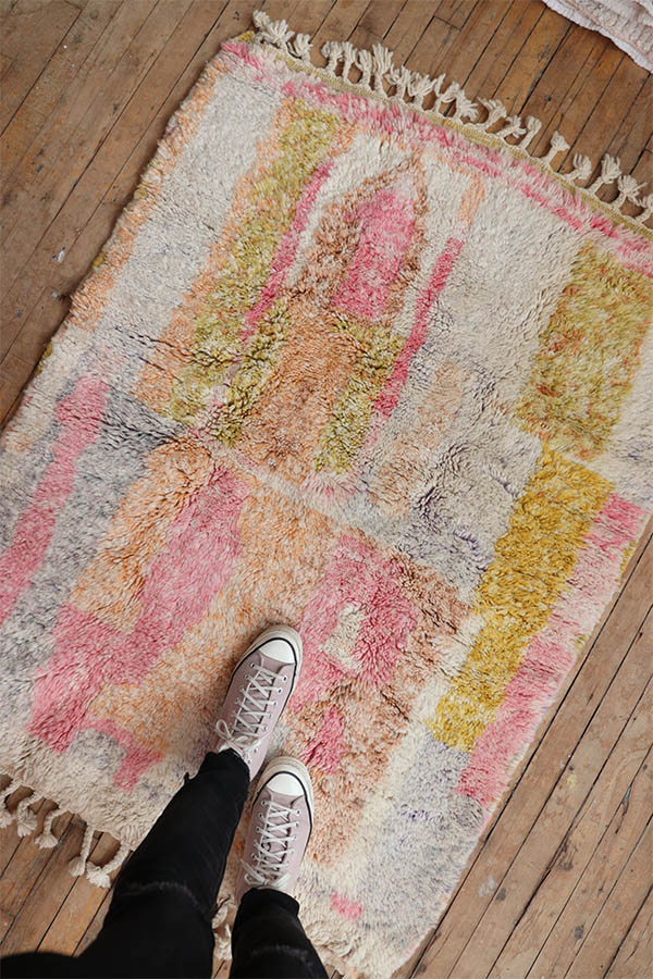 moroccan rug pink pastel wool