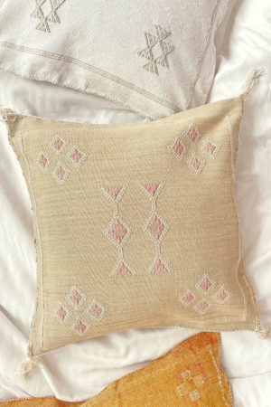 Beige Cactus Silk Pillow Available at Babasouk