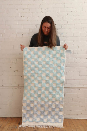baby blue Checkers Rug available at baba souk