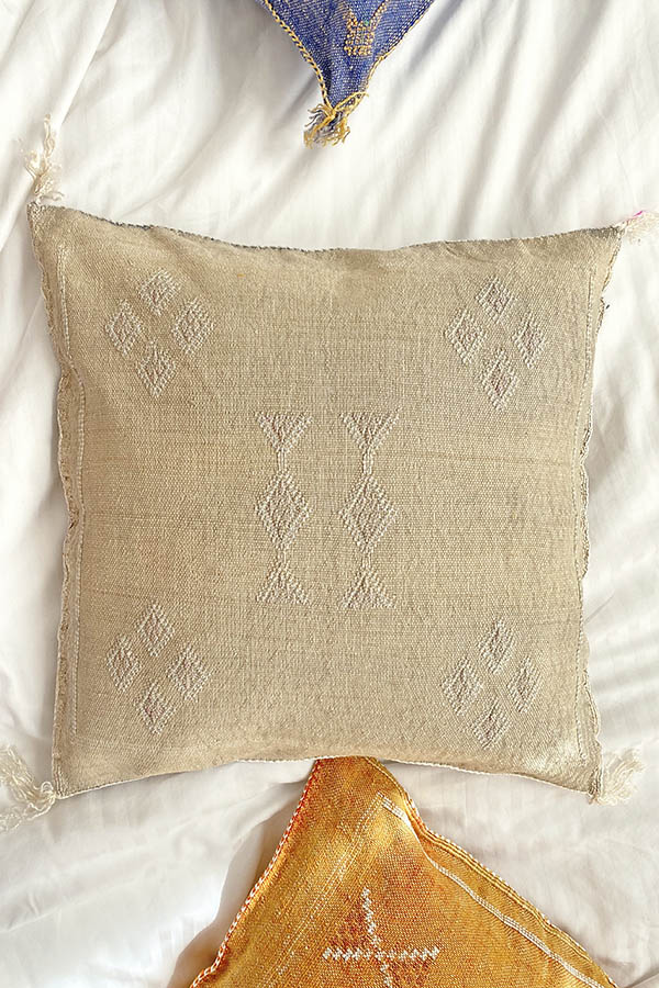 Light Grey Cactus Silk Pillow Available at Babasouk