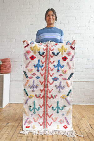 tapis coloré en coton fait à la main au maroc par Baba Souk