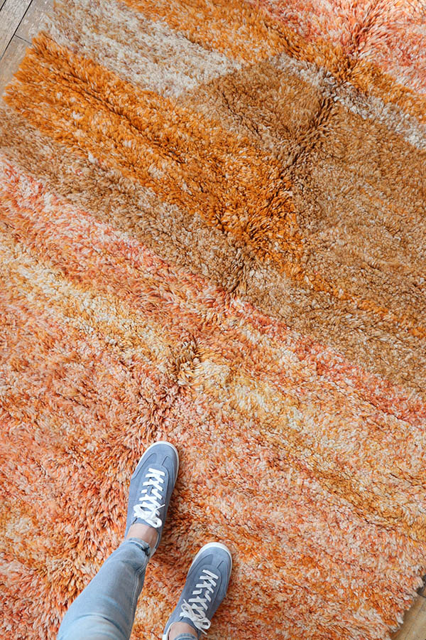 Moroccan rugs wool orange and brown