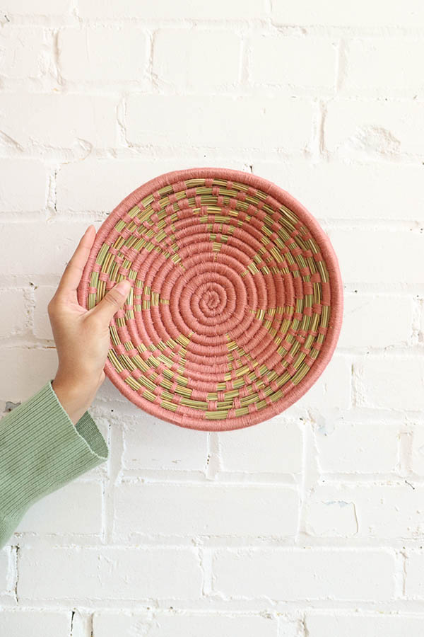 pink bowl African baskets handmade baba souk