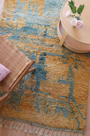 moroccan rugs wool blue and yellow wool