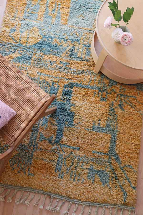 moroccan rugs wool blue and yellow wool