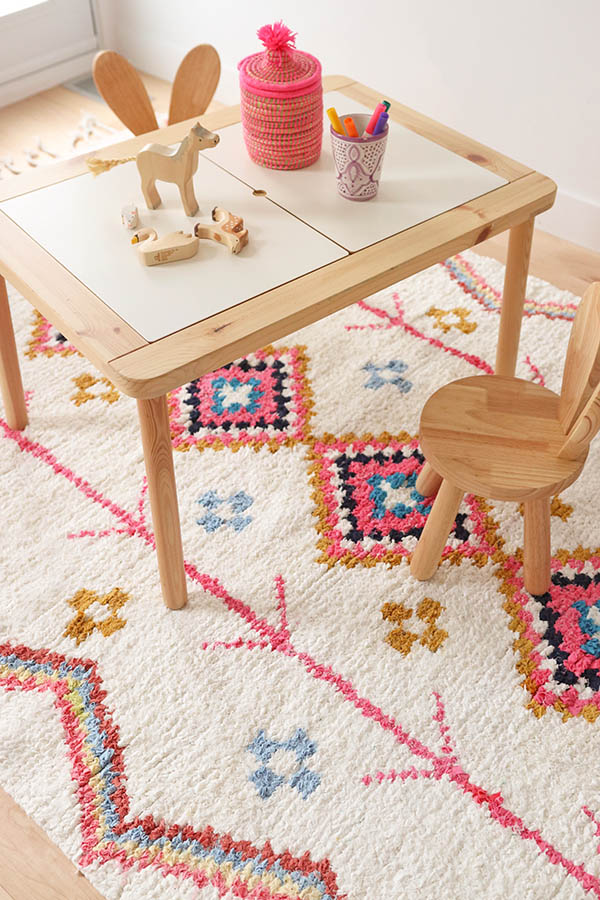 Moroccan rug cotton colourful kids pink baba souk