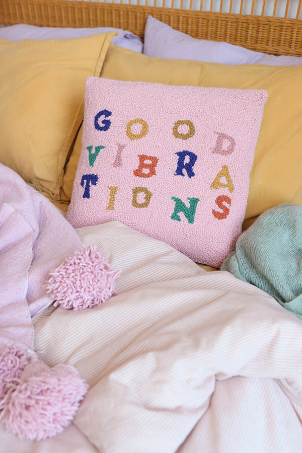 good vibrations pillow pink