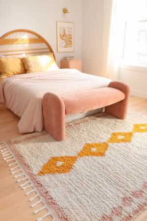 moroccan rugs, beni ourain, wool carpets, pink and yellow rugs, baba souk