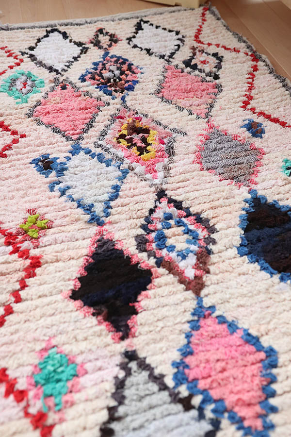 pink Moroccan rug, small carpet, handmade, baba souk