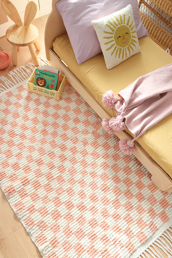 pink checkered rugs, moroccan rugs, babasouk
