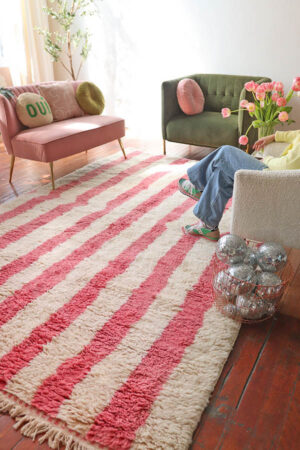 Moroccan rugs, pink stripes, Baba Souk