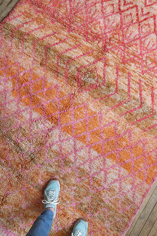 Moroccan rug Pink Orange wool Baba Souk